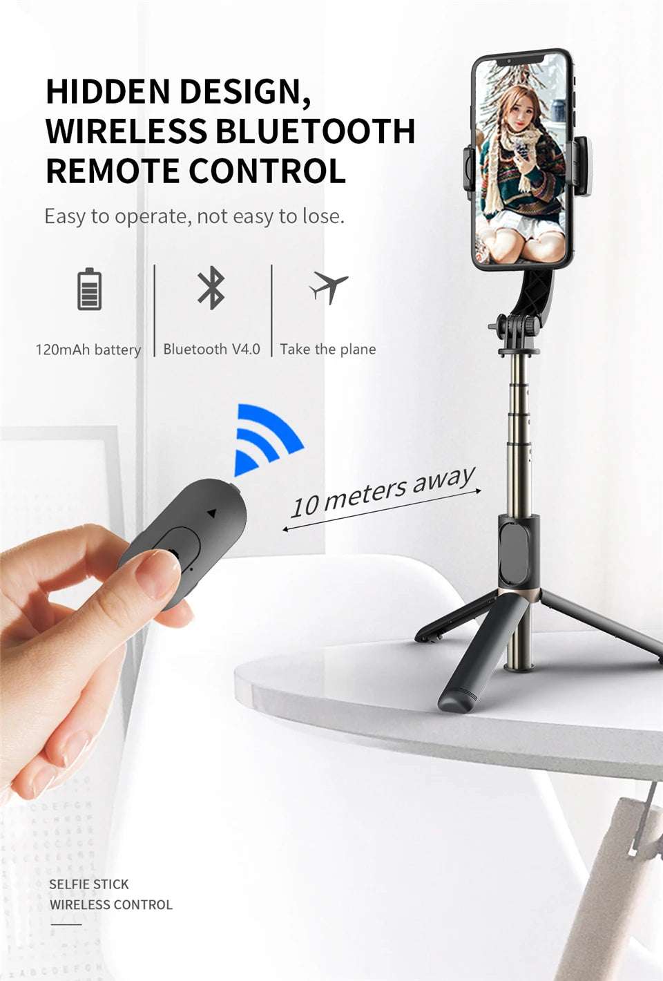 Roreta 2023 New Gimbal Stabilizer Selfie Stick - CONGATON