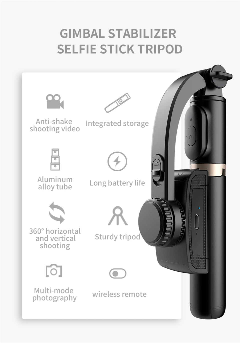 Roreta 2023 New Gimbal Stabilizer Selfie Stick - CONGATON