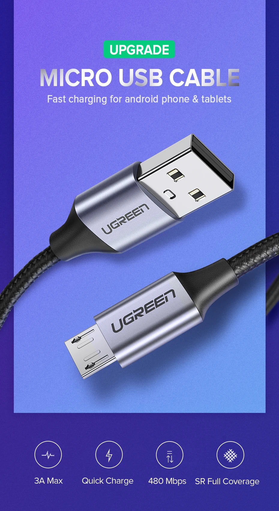 Ugreen Micro USB Cable 3A - CONGATON