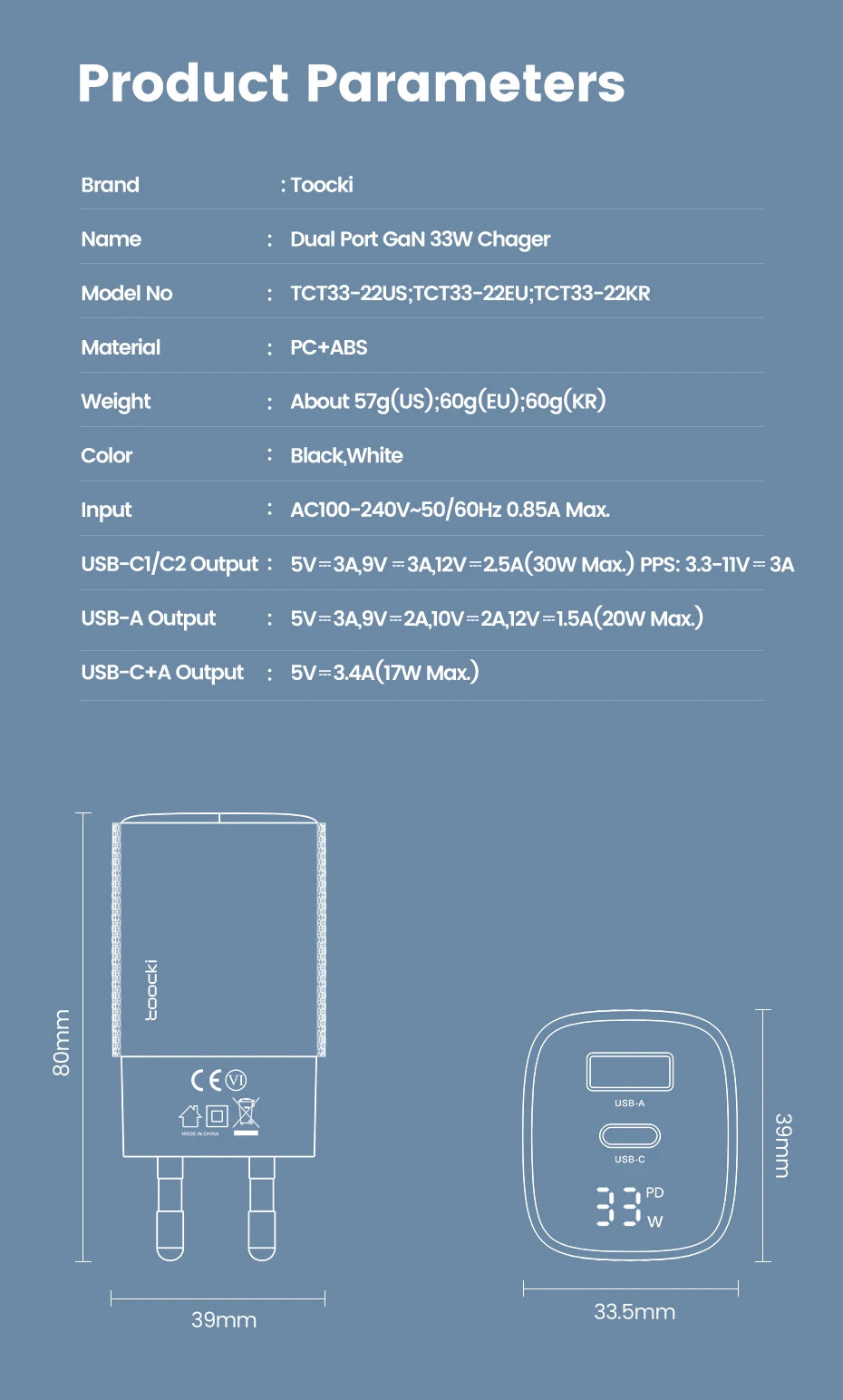 Toocki 33W GaN USB C Charger - CONGATON