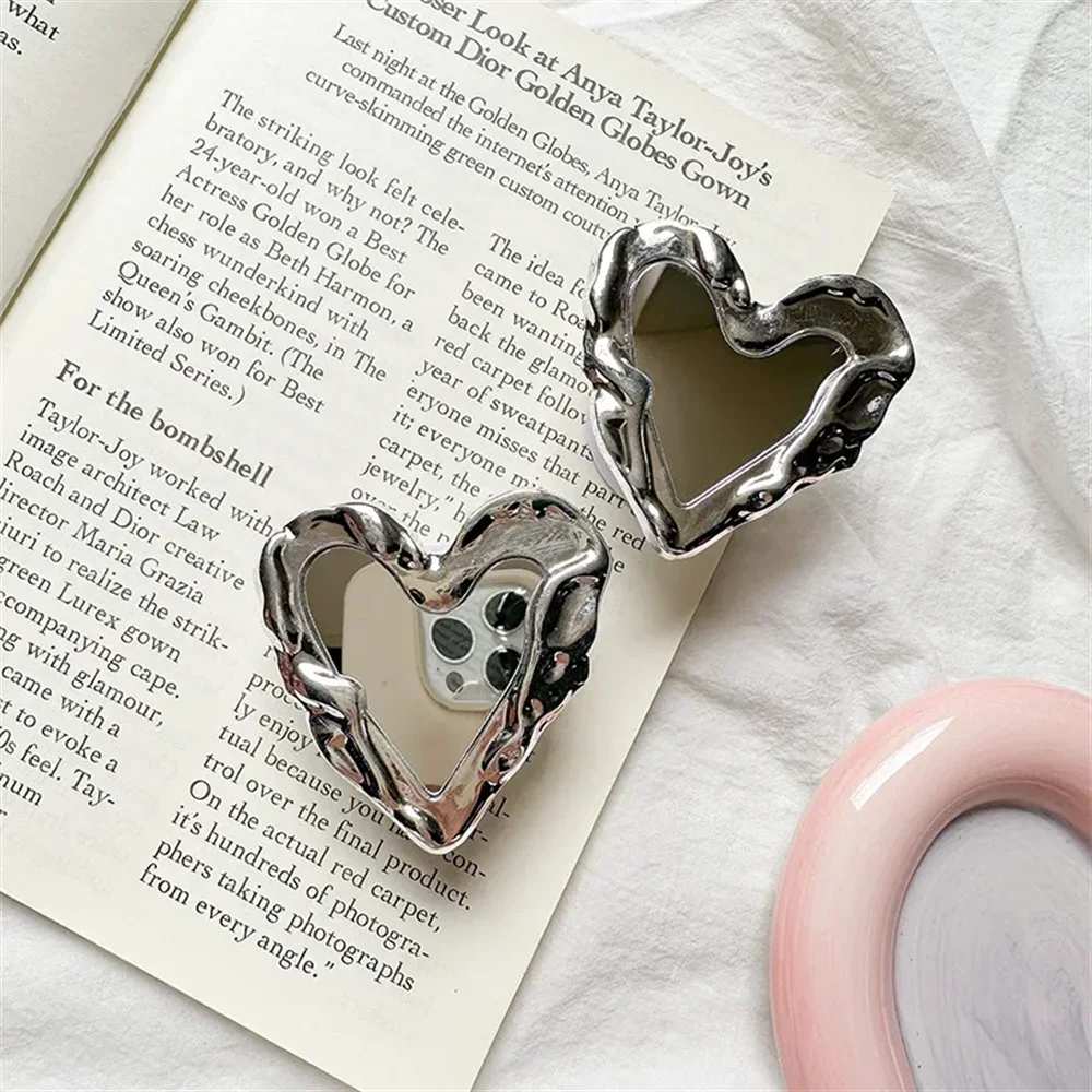 INS Korea Silver Heart Grip Tok Mirror Luxurious - CONGATON
