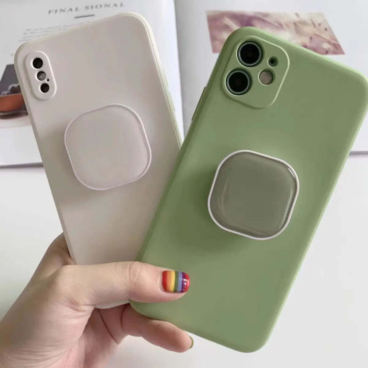 Cute Square Popping Sockets Grip Phone Holders Finger Ring - CONGATON