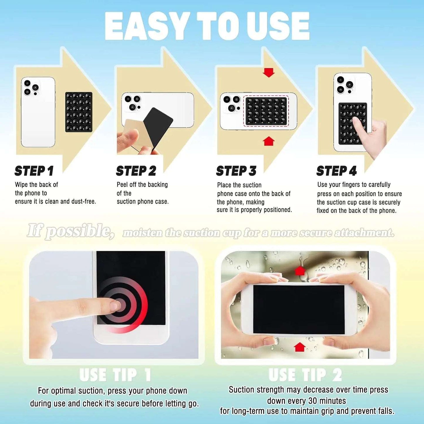 Strong Grip Phone Holder Adhesive Silicone Suction - CONGATON