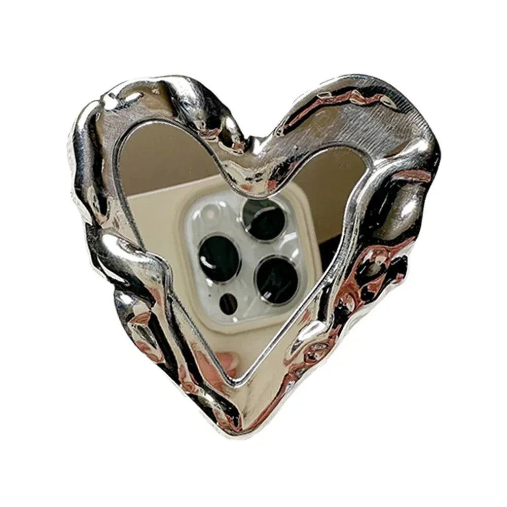 INS Korea Silver Heart Grip Tok Mirror Luxurious - CONGATON