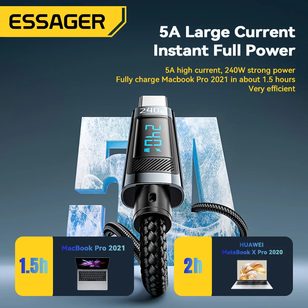 Essager 240W USB Type C To USB C 100W PD 3.1 - CONGATON