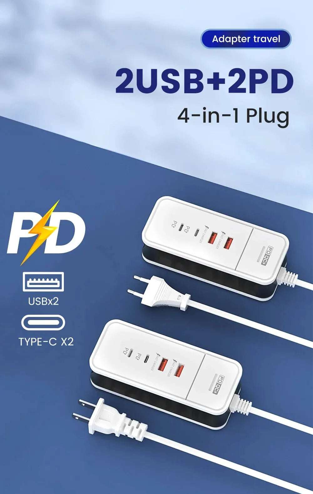 4 Port USB Charger QC 3.0 PD 12W - CONGATON