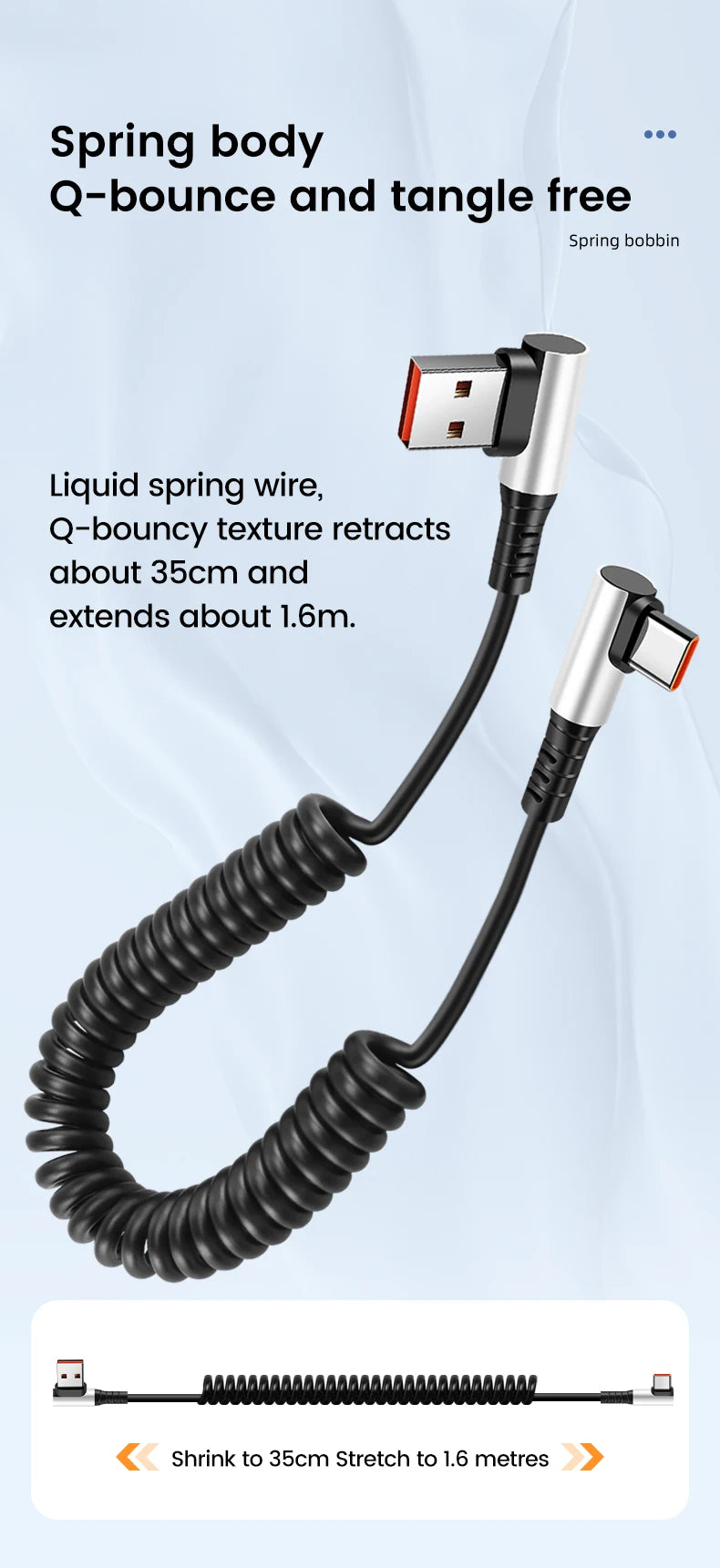 Usb C To Type C Spring Cable Pd 6A - CONGATON