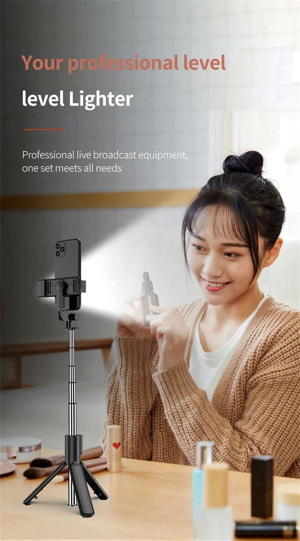 3In1 Bluetooth Wireless Selfie Tripod With Fill Light - CONGATON