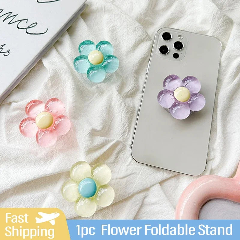 1pc Transparent Resin Candy-Colored Flower Phone Holder - CONGATON
