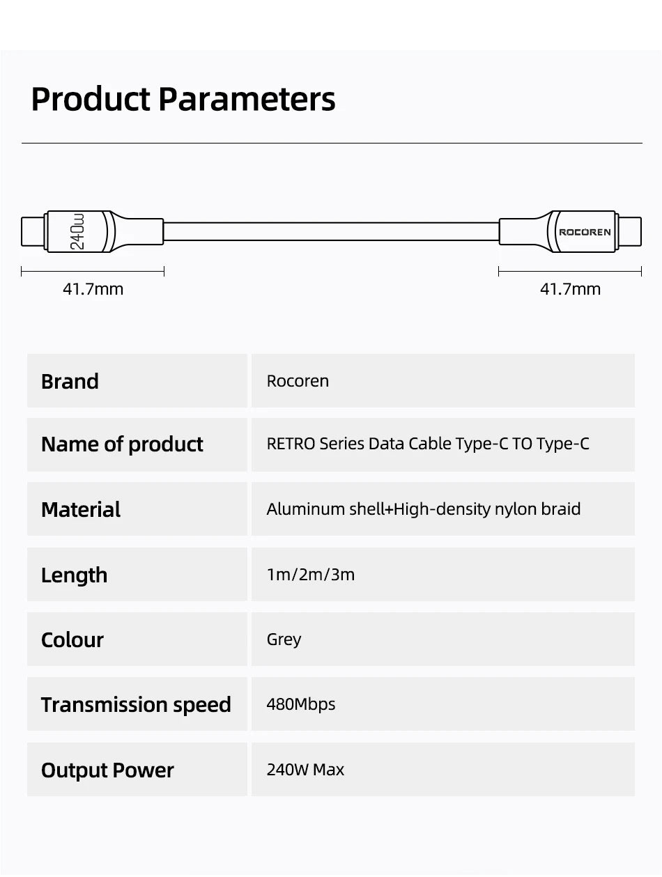 Rocoren 100W USB C PD 3.1 240W Fast Charging - CONGATON