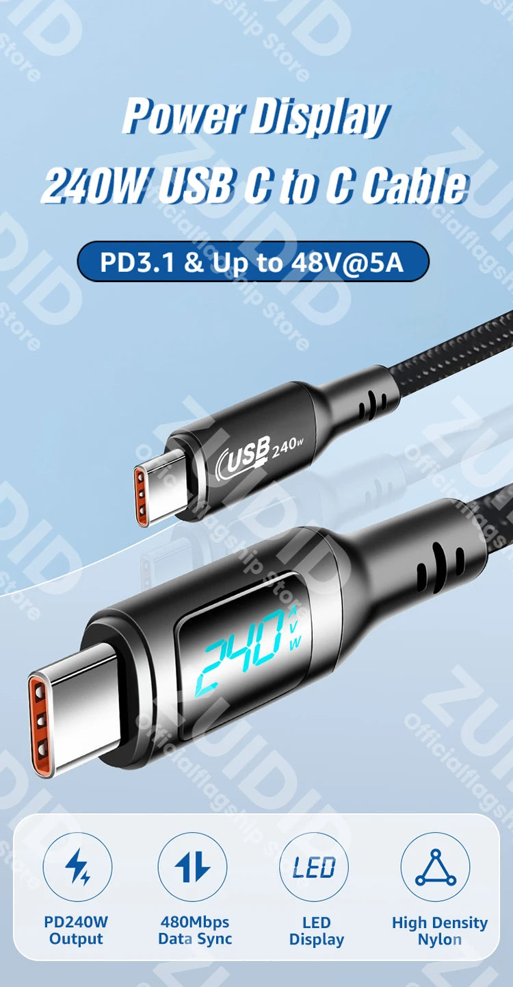 PD240W USB C to USB C Cable - CONGATON
