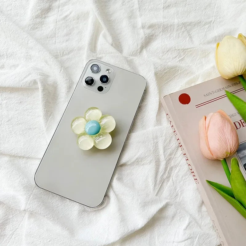 1pc Transparent Resin Candy-Colored Flower Phone Holder - CONGATON