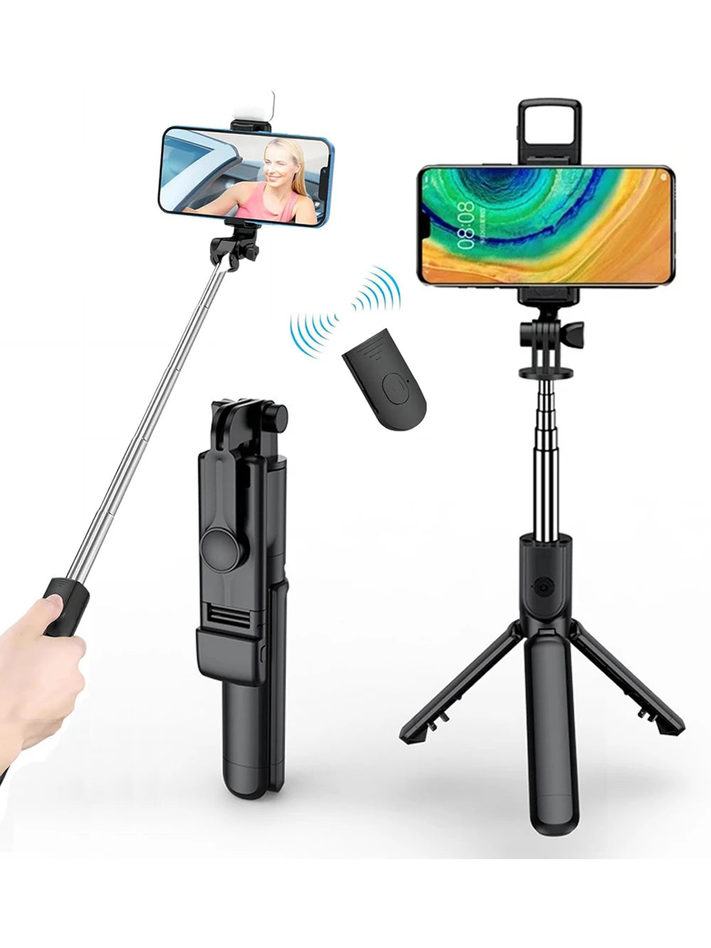 3In1 Bluetooth Wireless Selfie Tripod With Fill Light - CONGATON