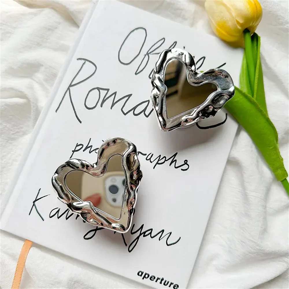 INS Korea Silver Heart Grip Tok Mirror Luxurious - CONGATON