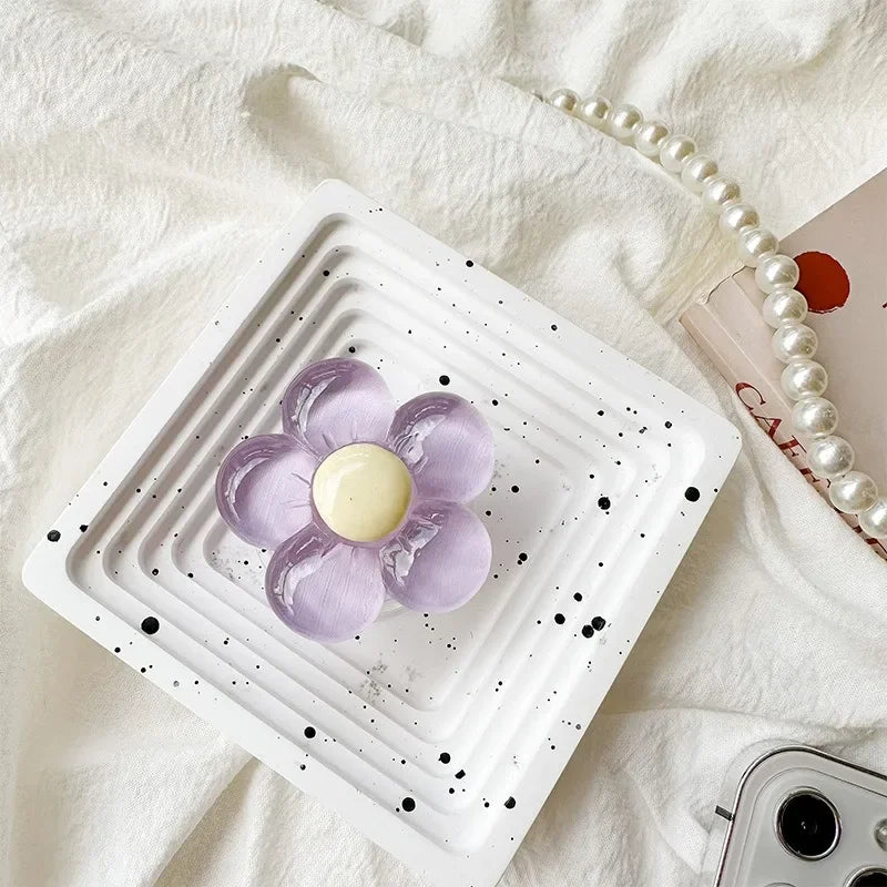 1pc Transparent Resin Candy-Colored Flower Phone Holder - CONGATON
