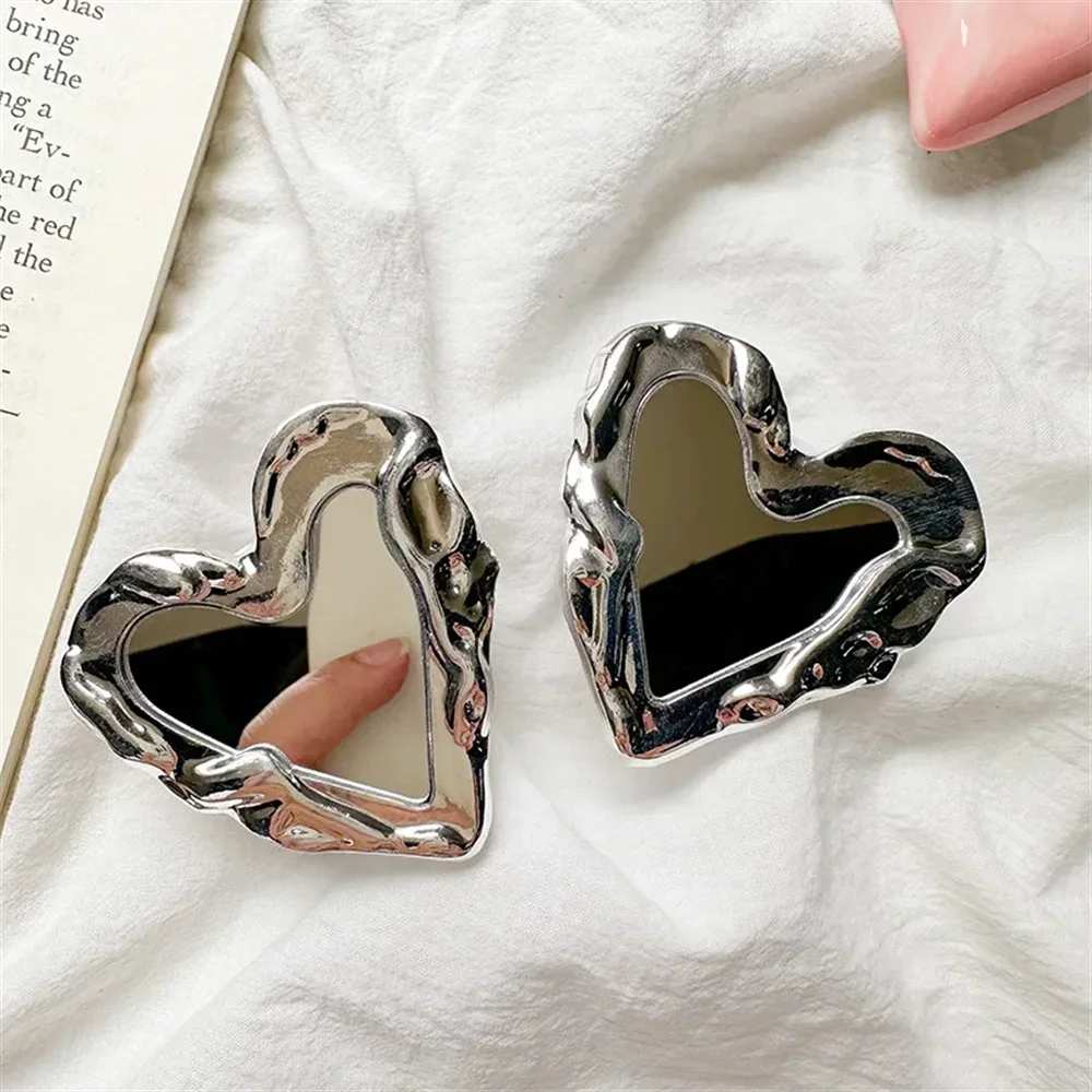 INS Korea Silver Heart Grip Tok Mirror Luxurious - CONGATON
