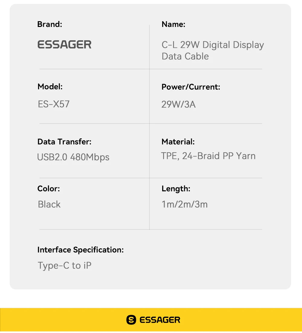 Essager USB C Cable 29W - CONGATON