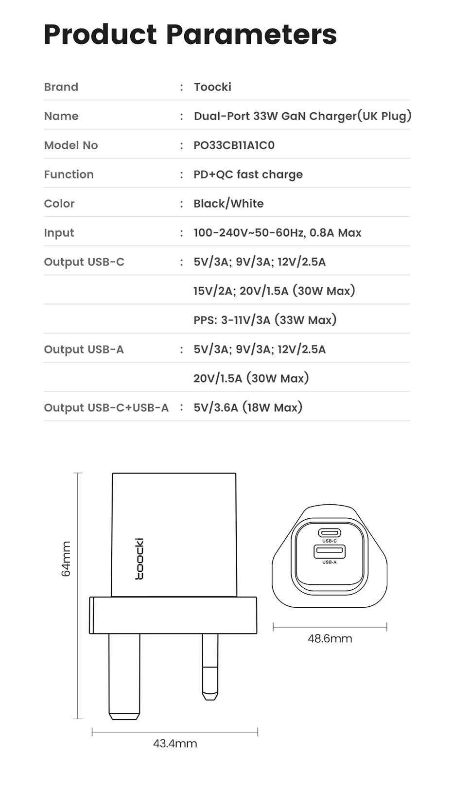 Toocki 33W GaN USB Type C Charger - CONGATON