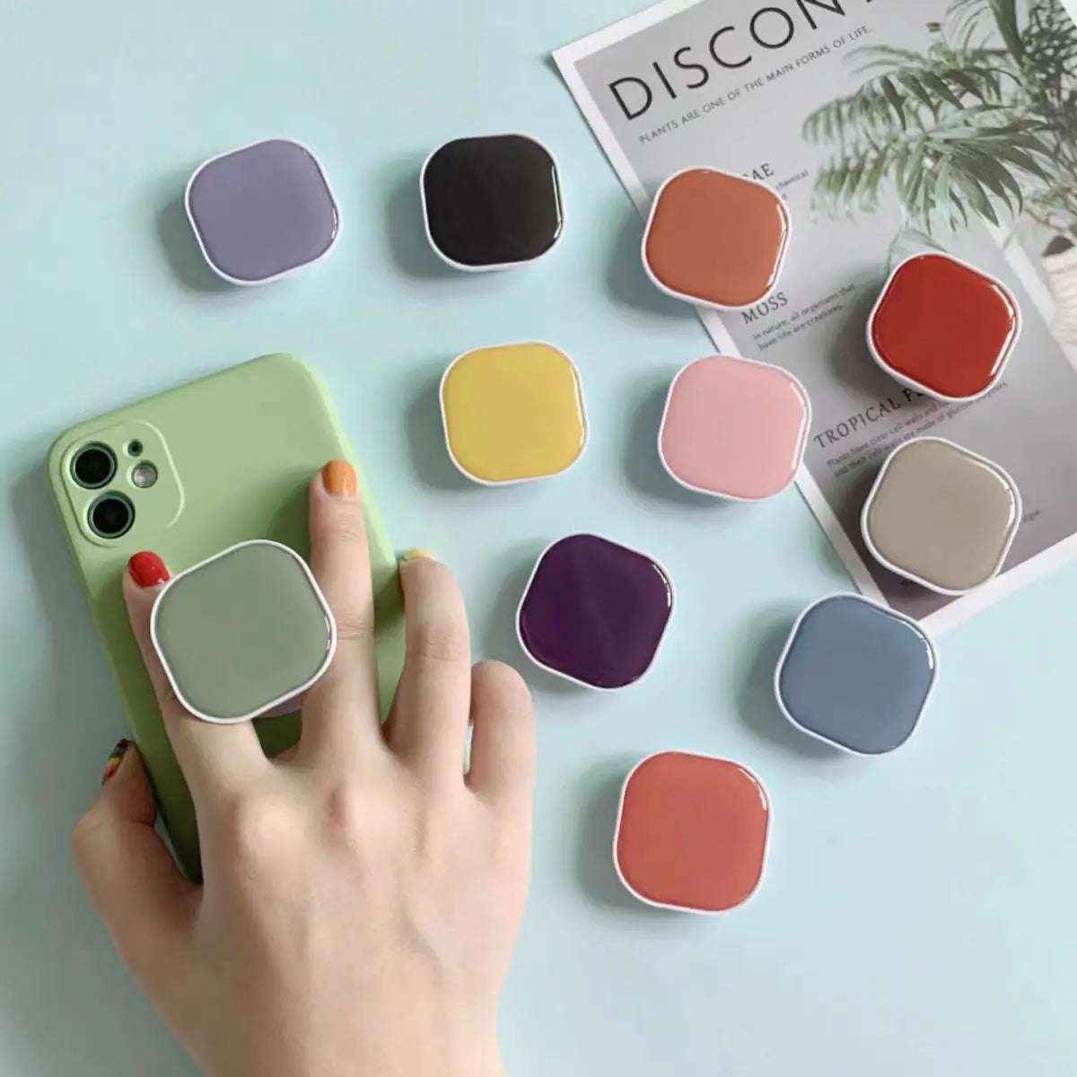 Cute Square Popping Sockets Grip Phone Holders Finger Ring - CONGATON