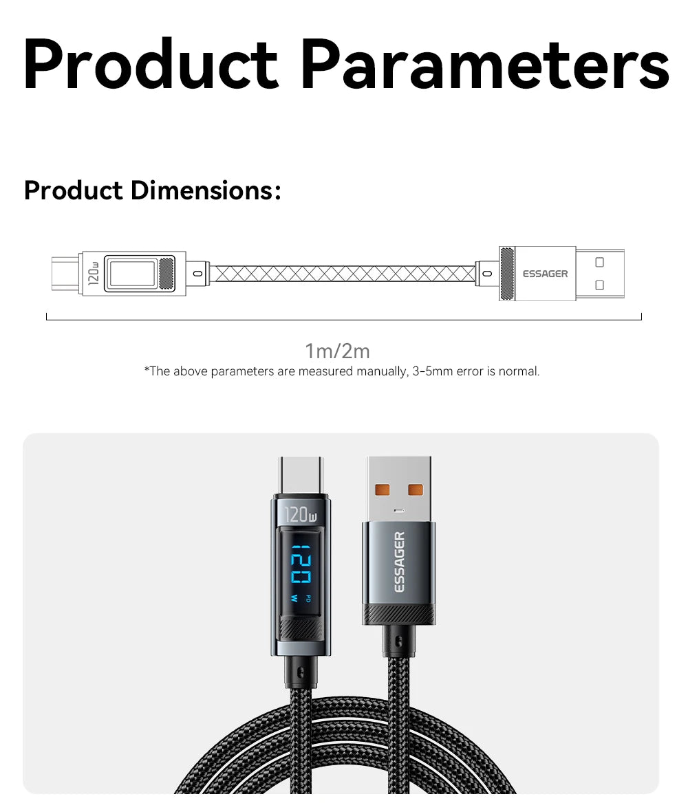Essager 120W USB Type C Cable - CONGATON