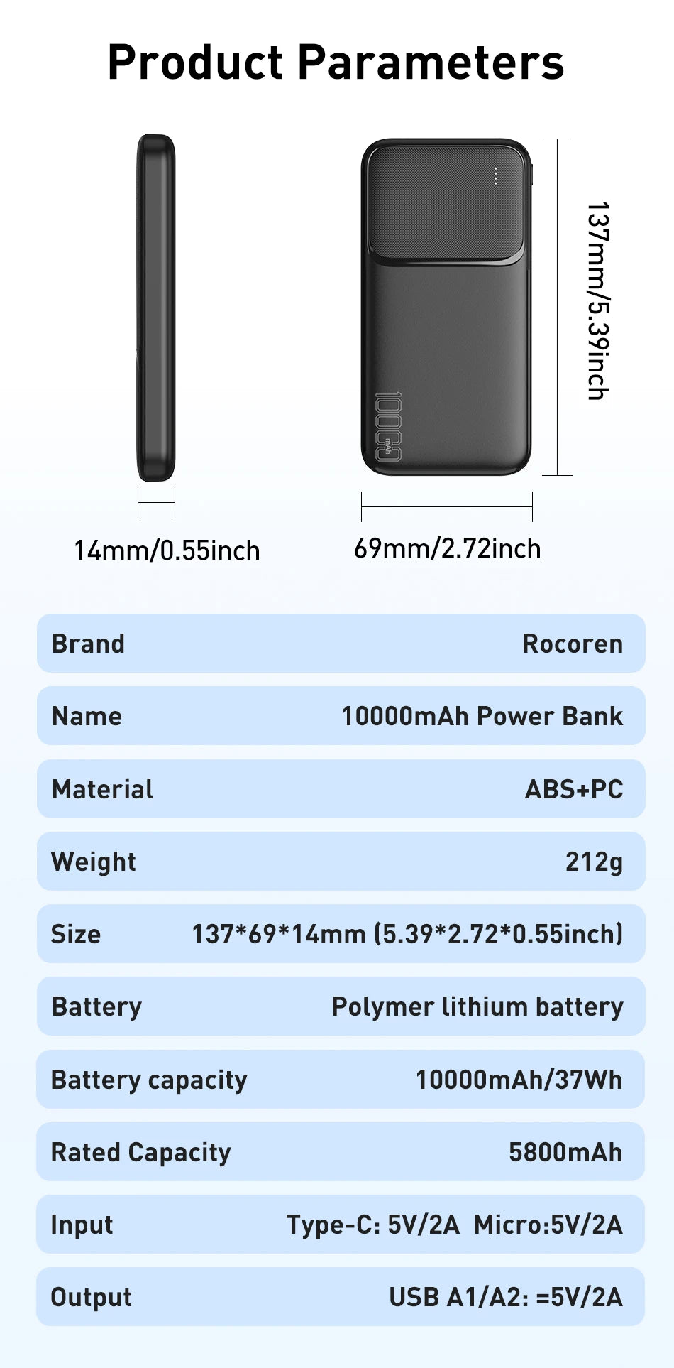 Rocoren Power Bank 10000mAh - CONGATON