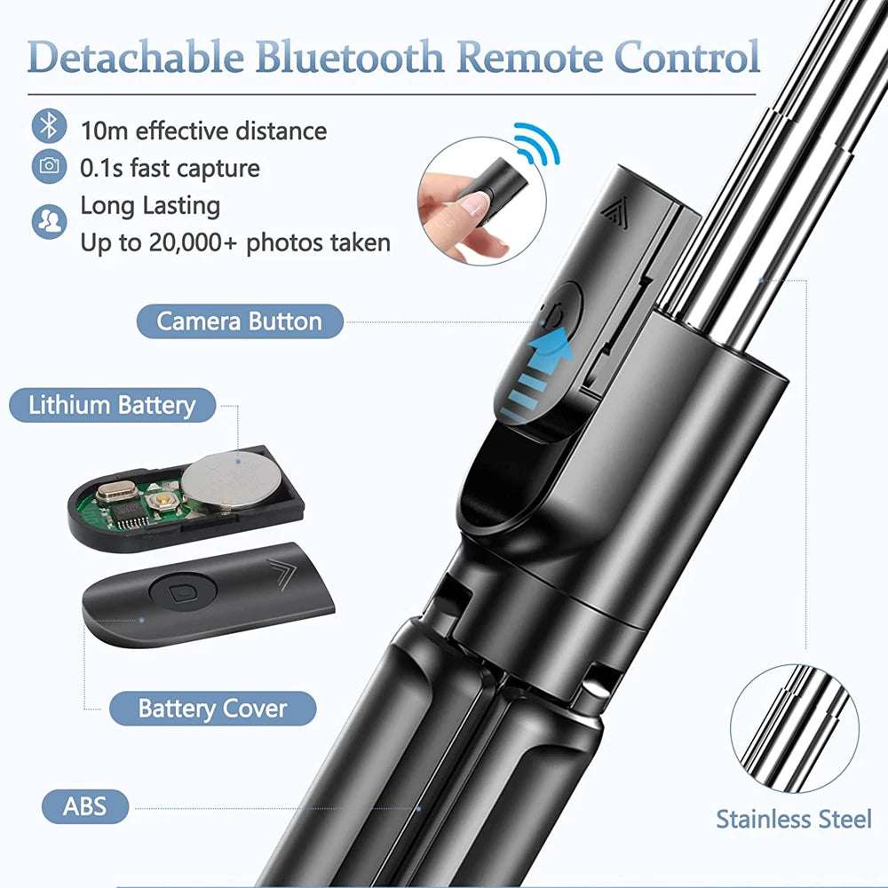 3In1 Bluetooth Wireless Selfie Tripod With Fill Light - CONGATON