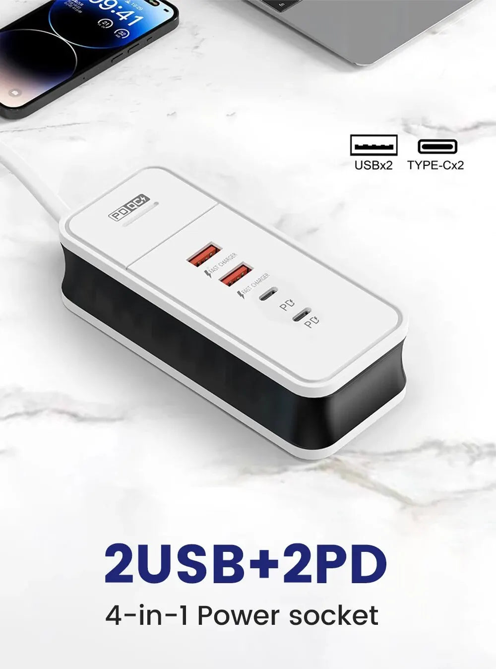 4 Port USB Charger QC 3.0 PD 12W - CONGATON