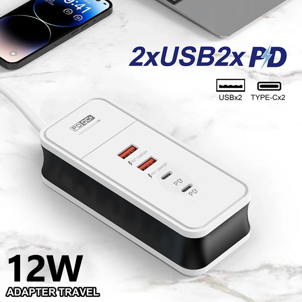 4 Port USB Charger QC 3.0 PD 12W - CONGATON