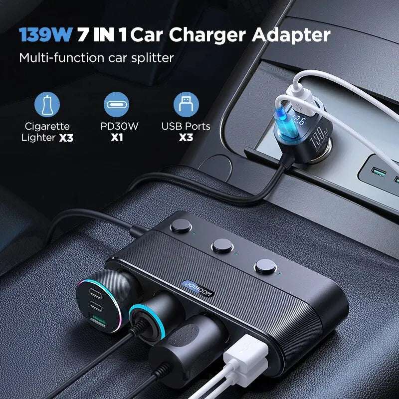 Joyroom 139W 7 in 1 Car Charger Adapter - CONGATON