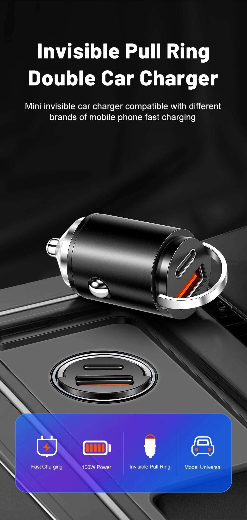 100W PD Car Charger USB Type C - CONGATON