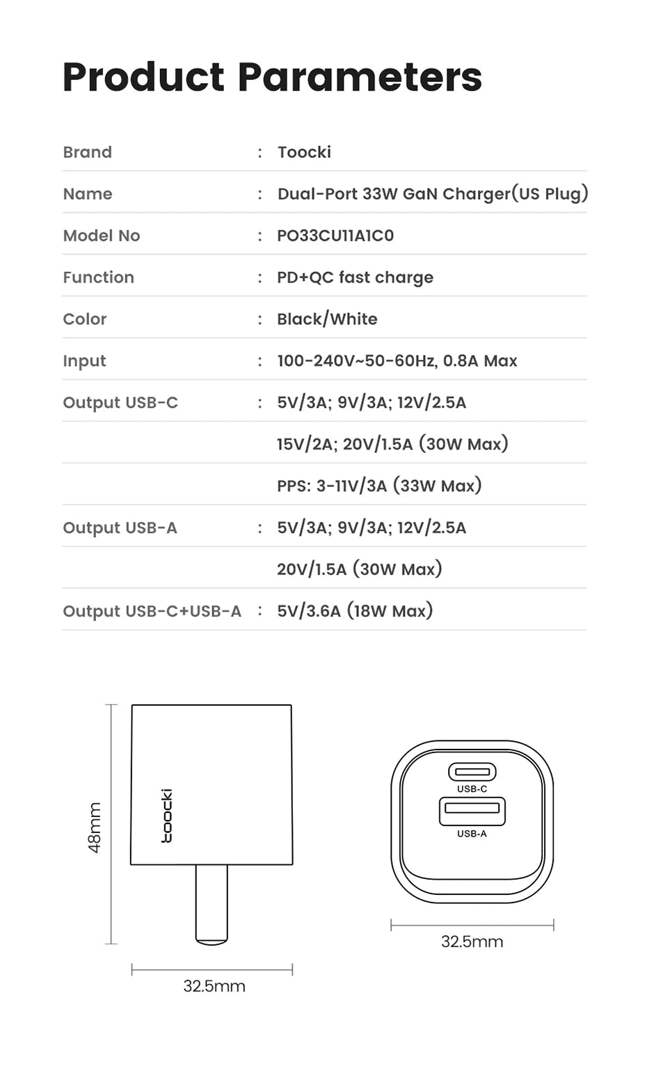 Toocki 33W GaN USB Type C Charger - CONGATON