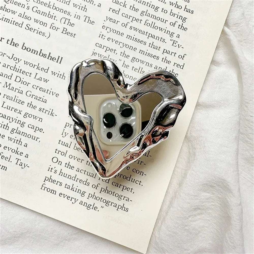 INS Korea Silver Heart Grip Tok Mirror Luxurious - CONGATON
