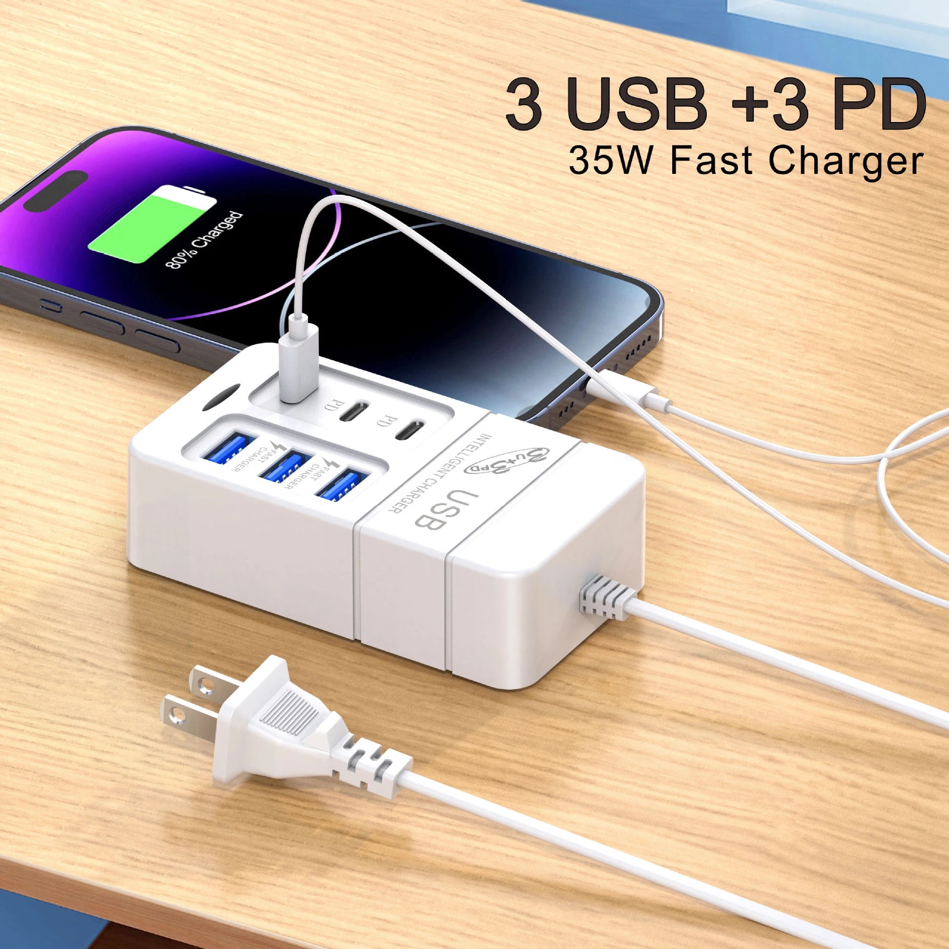 6 IN 1 USB Charger 35W PD Type C Fast - CONGATON
