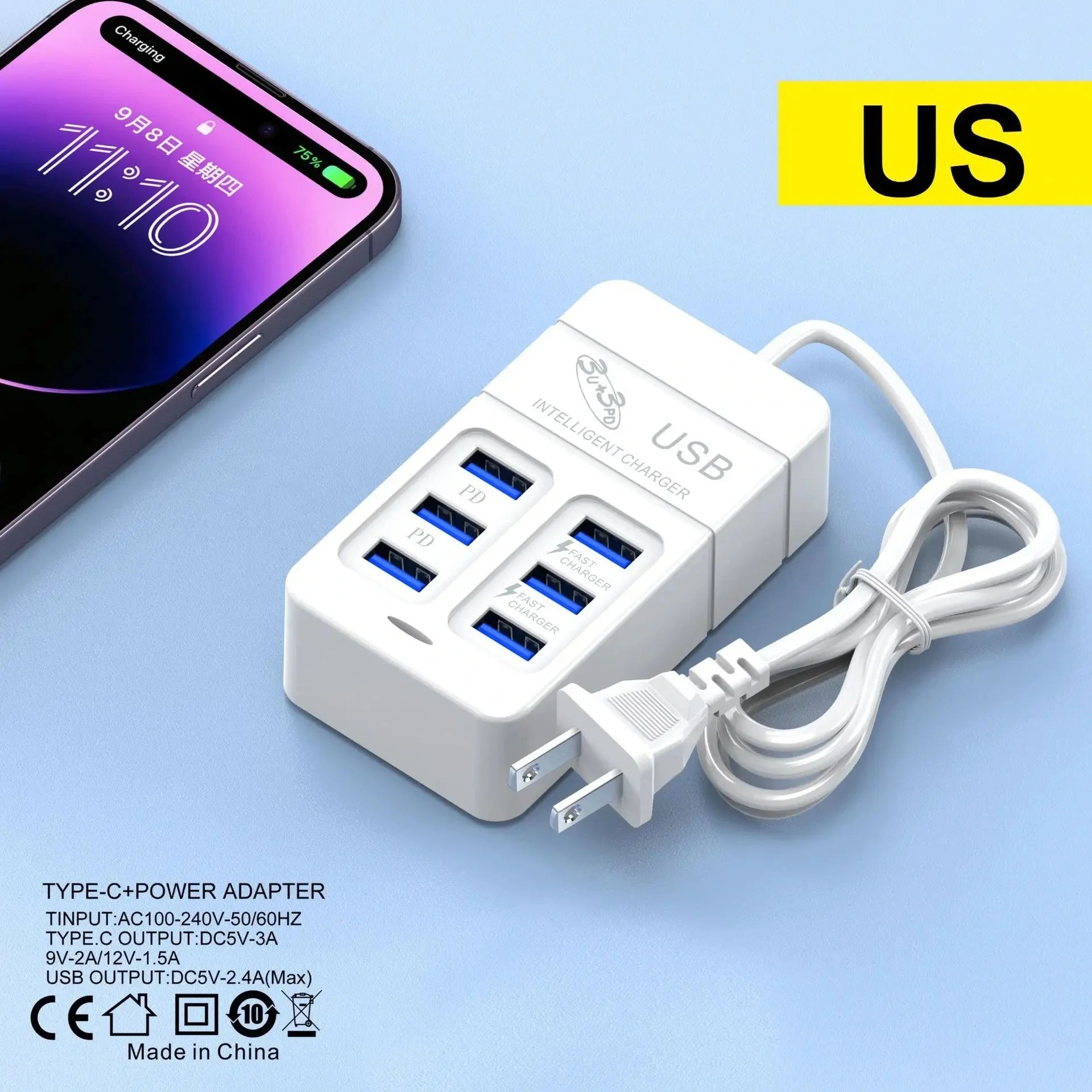 6 IN 1 USB Charger 35W PD Type C Fast - CONGATON
