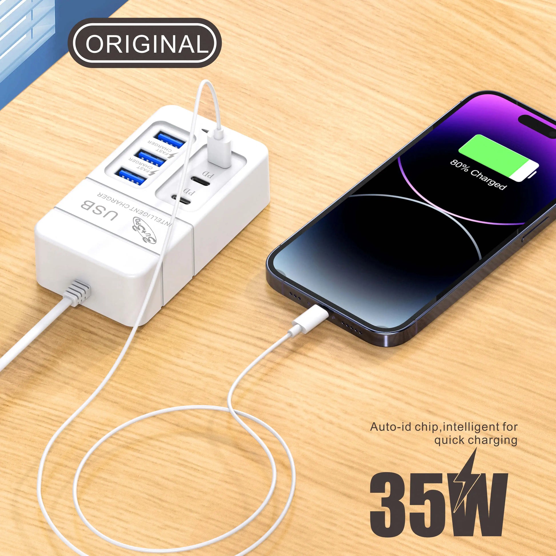 6 IN 1 USB Charger 35W PD Type C Fast - CONGATON