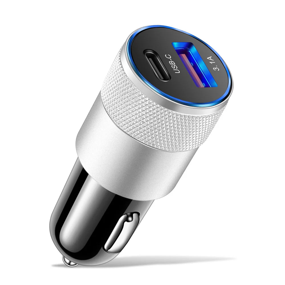 68W Dual USB Type C Car Charger Metal - CONGATON