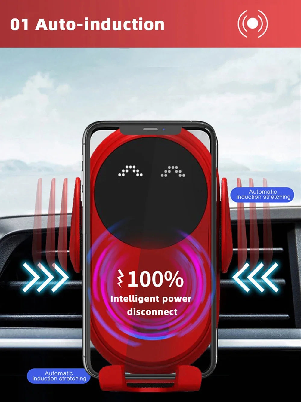 15W Fashion Qi Fast Wireless Charger Car Phone Holder - Congaton