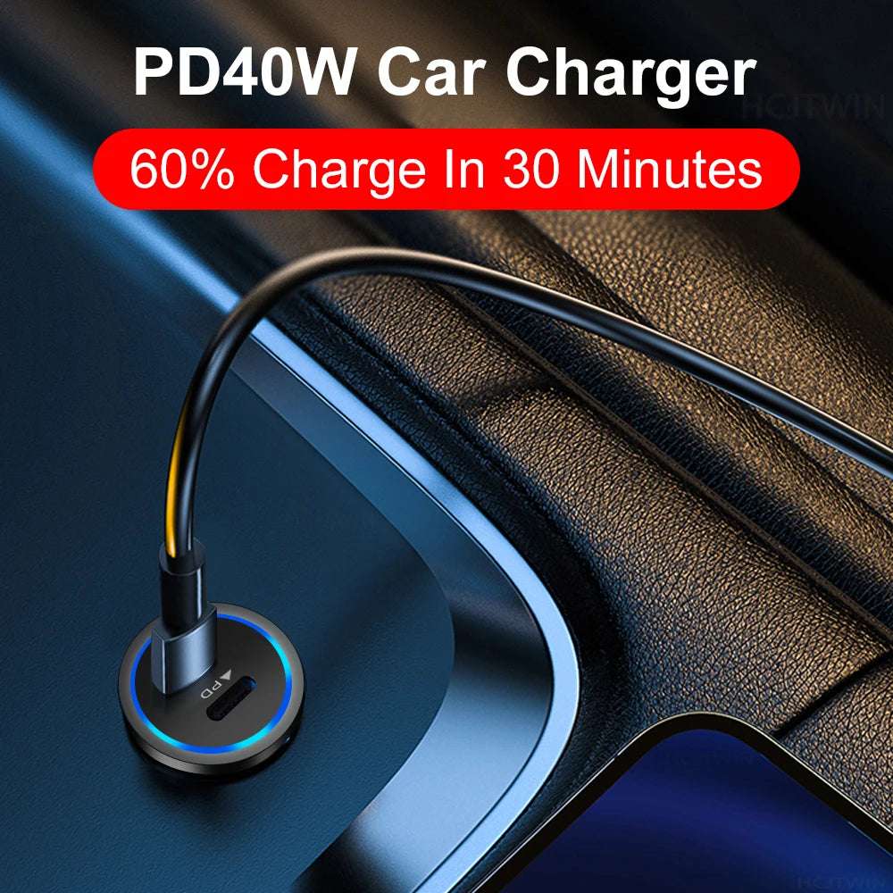 68W Dual USB Type C Car Charger Metal - CONGATON