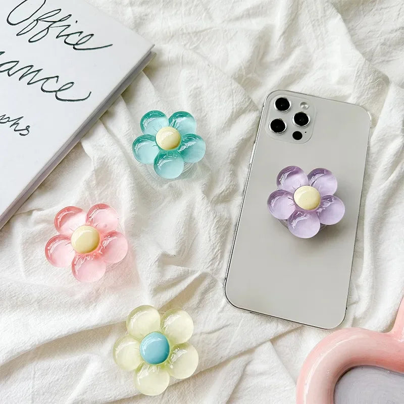 1pc Transparent Resin Candy-Colored Flower Phone Holder - CONGATON