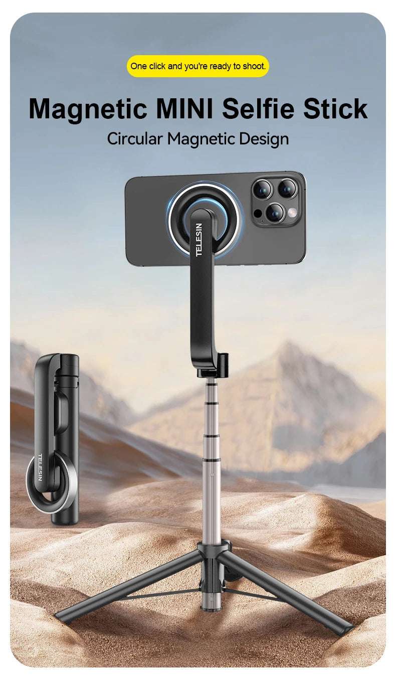 TELESIN Magnetic Selfie Stick Tripod with Remote - CONGATON