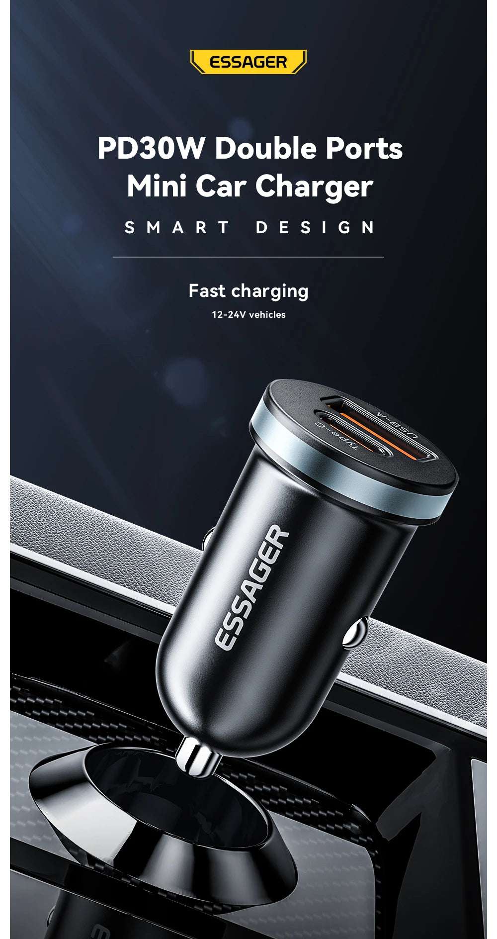 Essager 30W USB C Car Charger - CONGATON