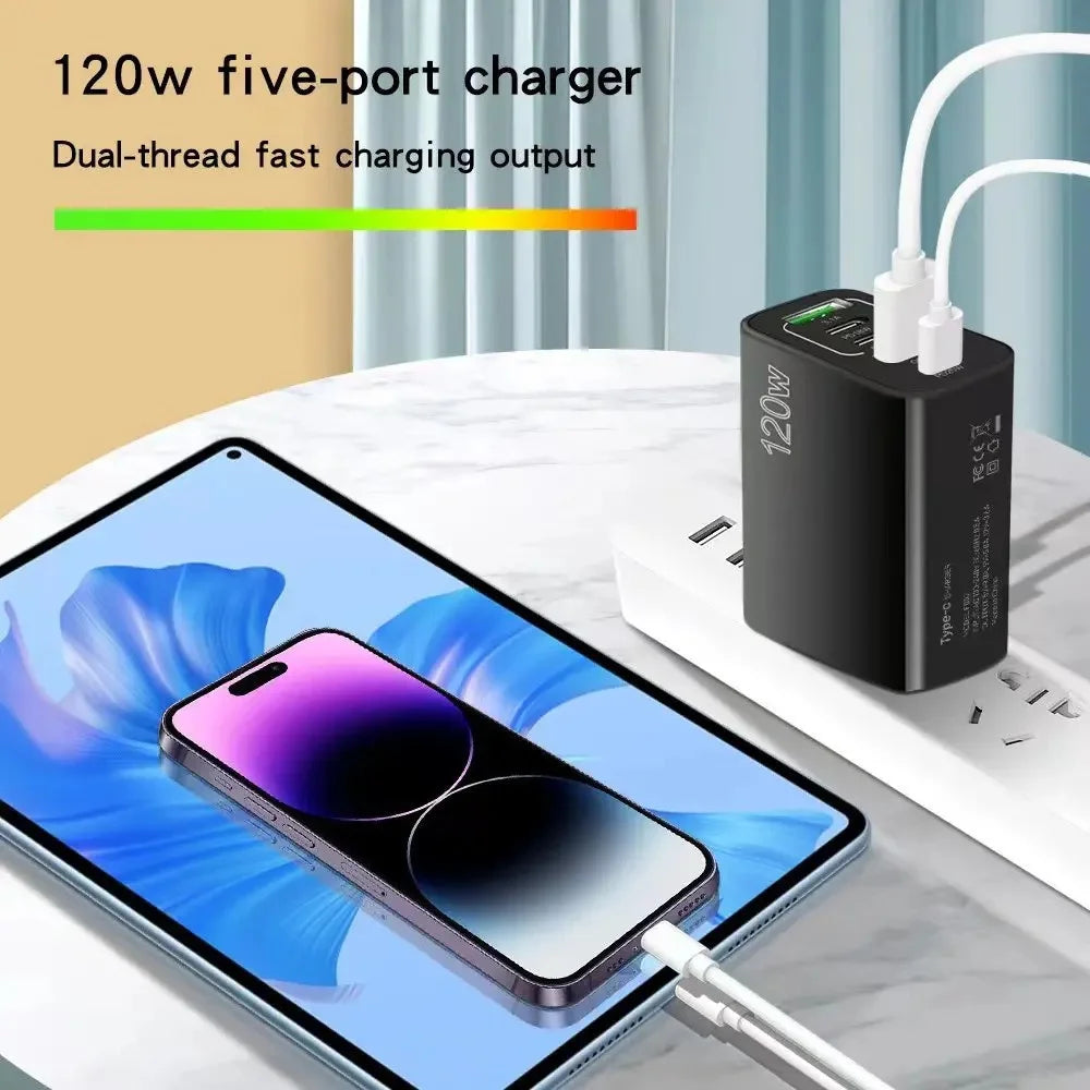 Total 120W USB Charger 5 Ports Type C - CONGATON