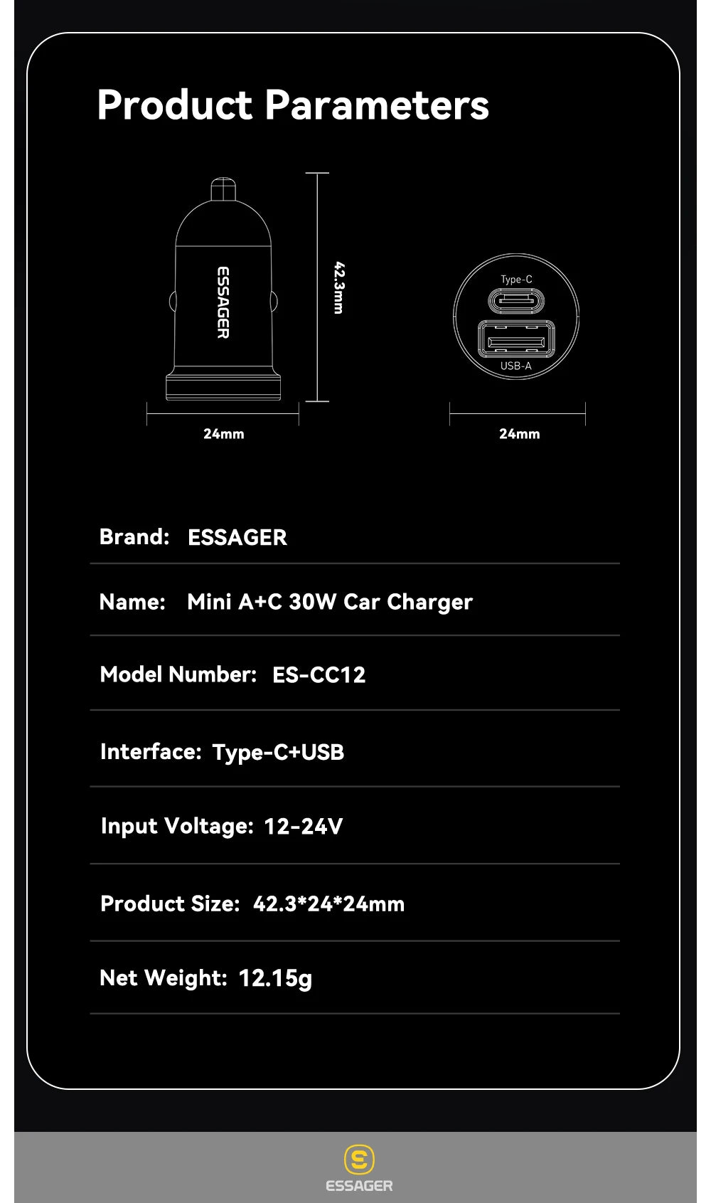 Essager 30W USB C Car Charger - CONGATON