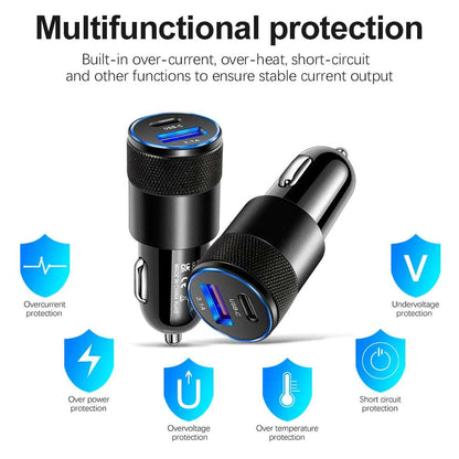 68W Dual USB Type C Car Charger Metal - CONGATON