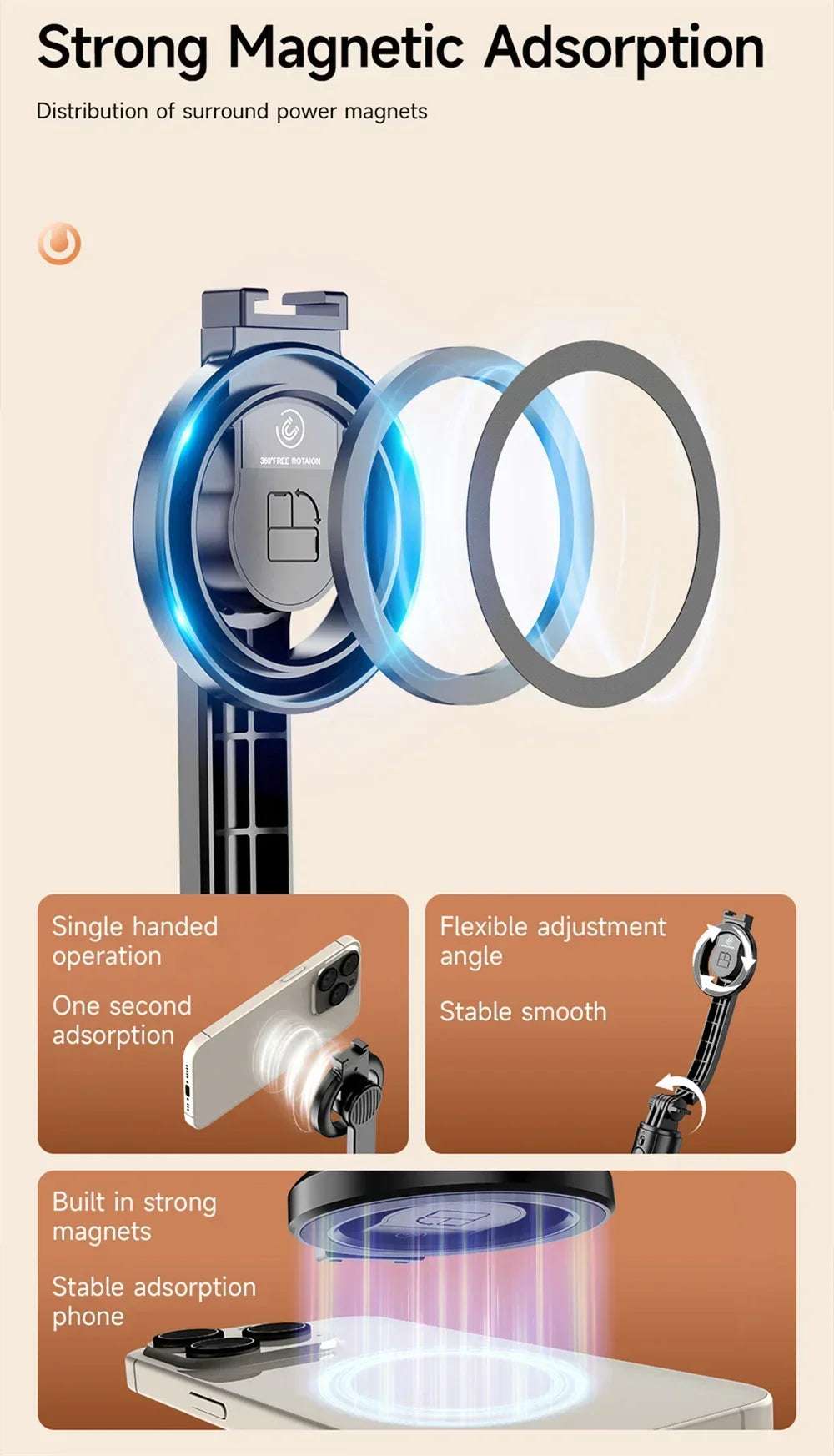 Magnetic Mini Extendable Selfie Stick - CONGATON