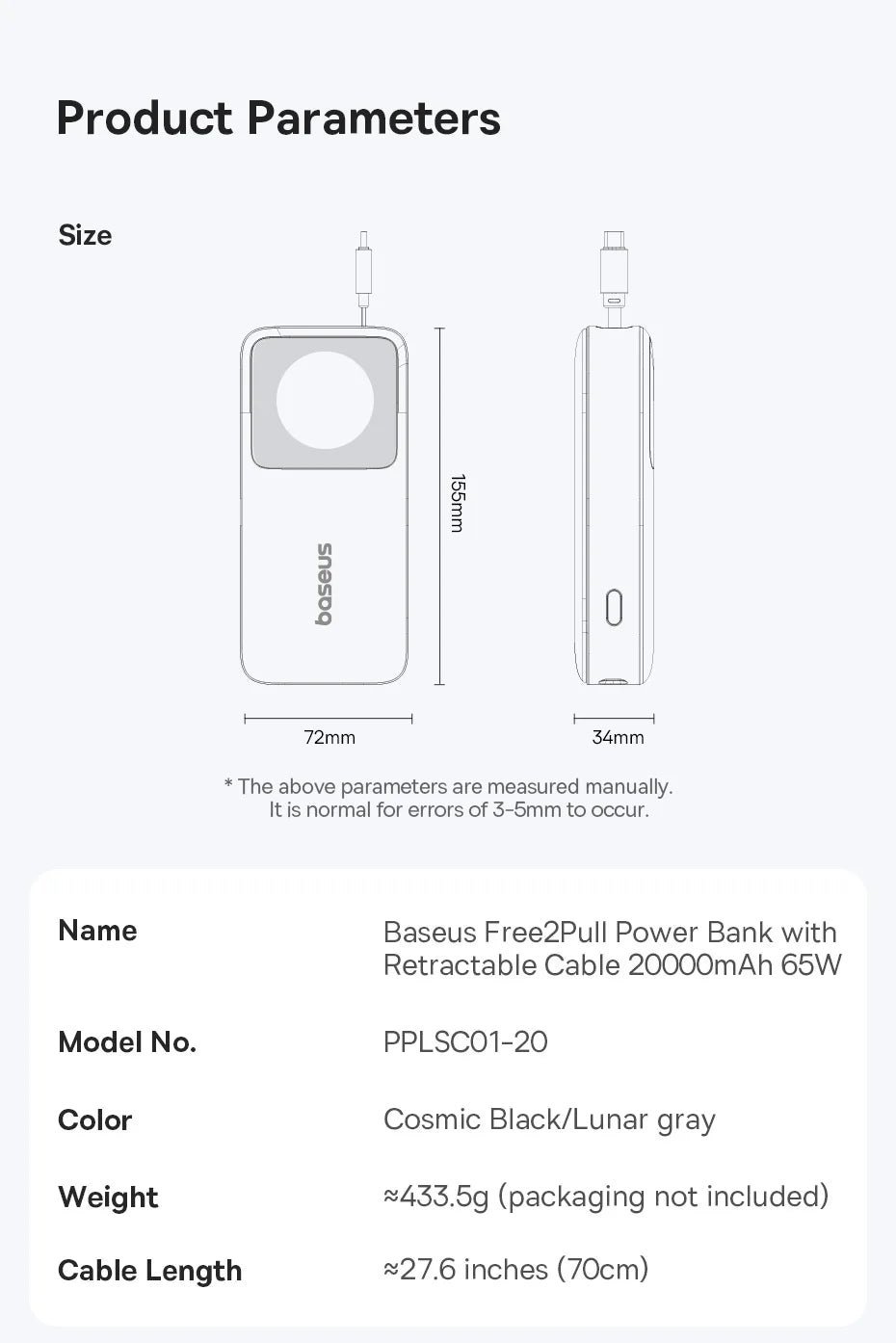 Baseus 65W Power Bank 20000mah - CONGATON