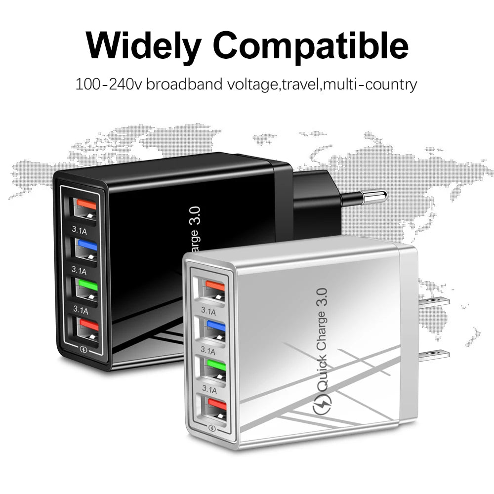 EU US Plug USB Charger Multi Port 4 USB - CONGATON