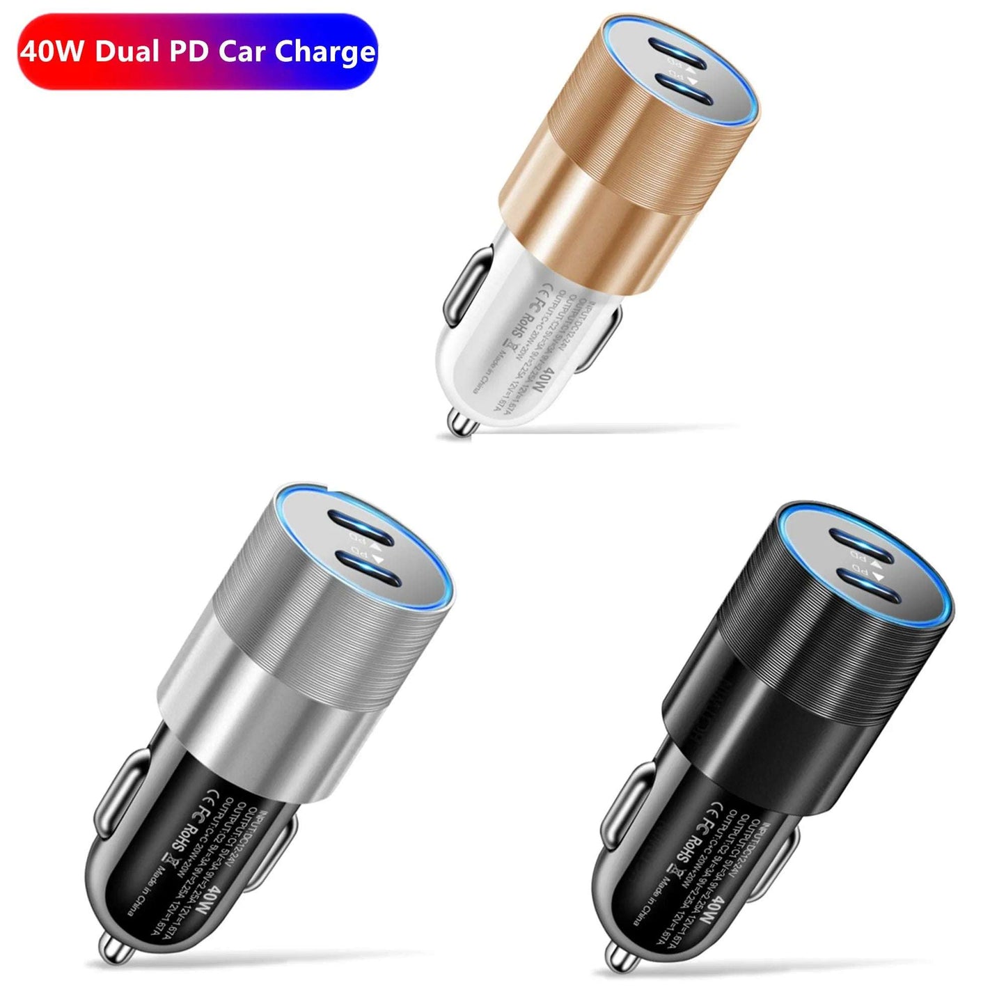 68W Dual USB Type C Car Charger Metal - CONGATON