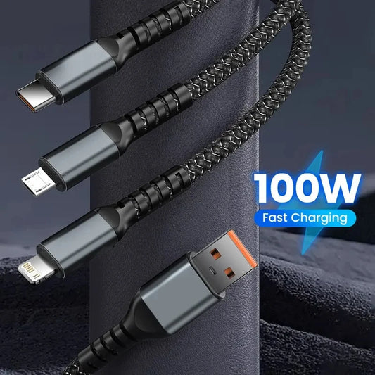 100/66W 3 in 1 Cable Micro USB Type C - CONGATON