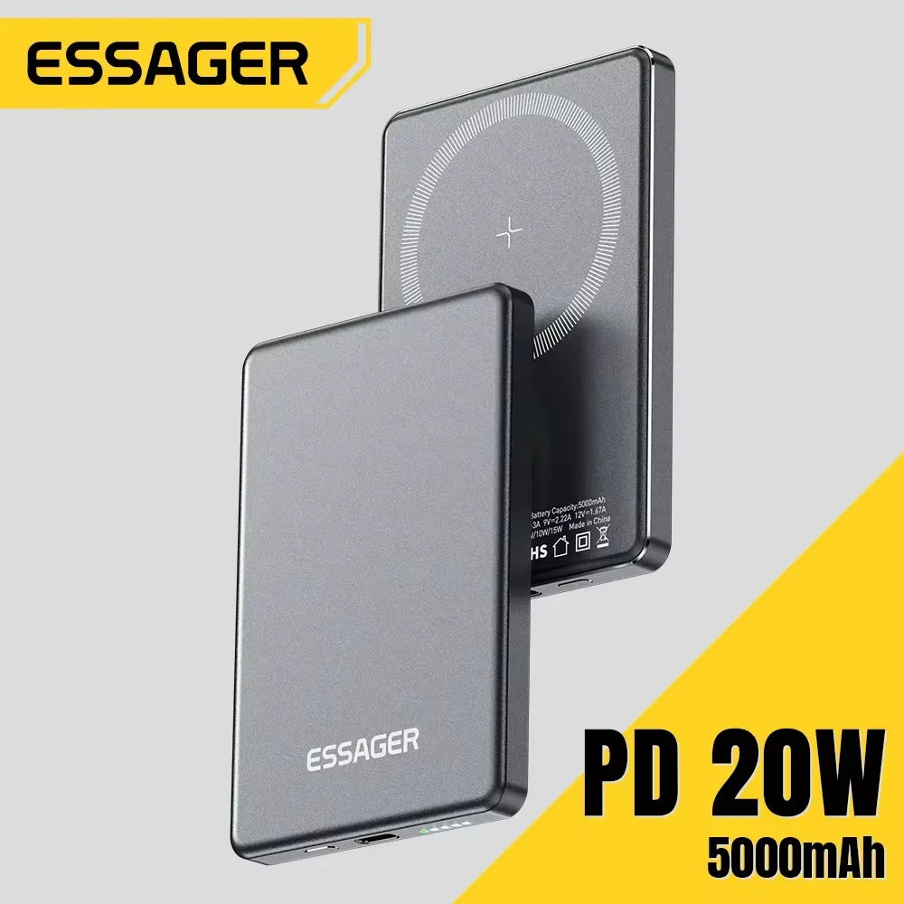 Essager Thin Wireless Power Bank Magnetic 20W 5000mAh - CONGATON